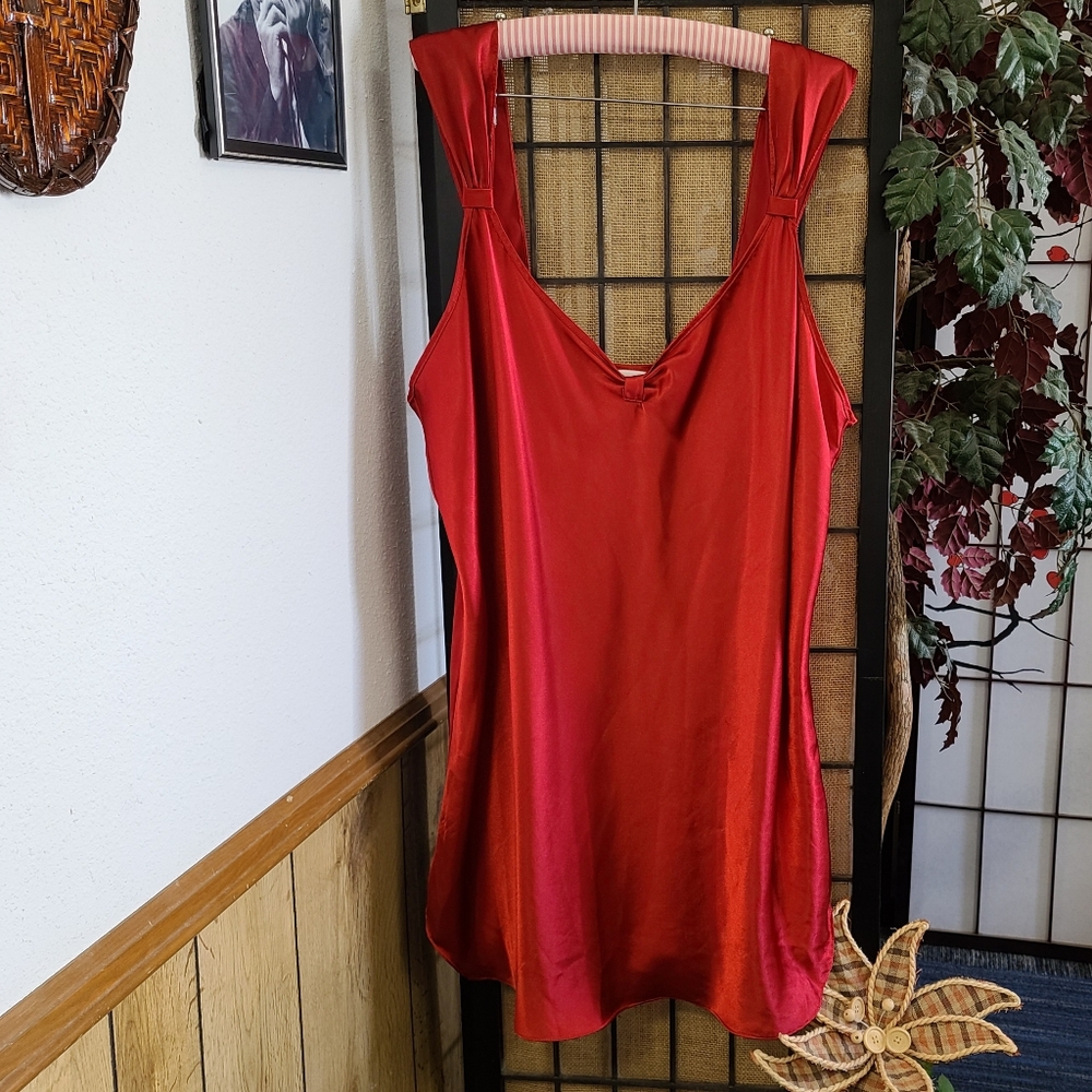 Vintage Just My Size 2x Red Satin Sexy Nightgown